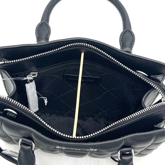 Michael Kors Black Quilted Sheila Satchel Crossbody Bag - Picture 8 of 9